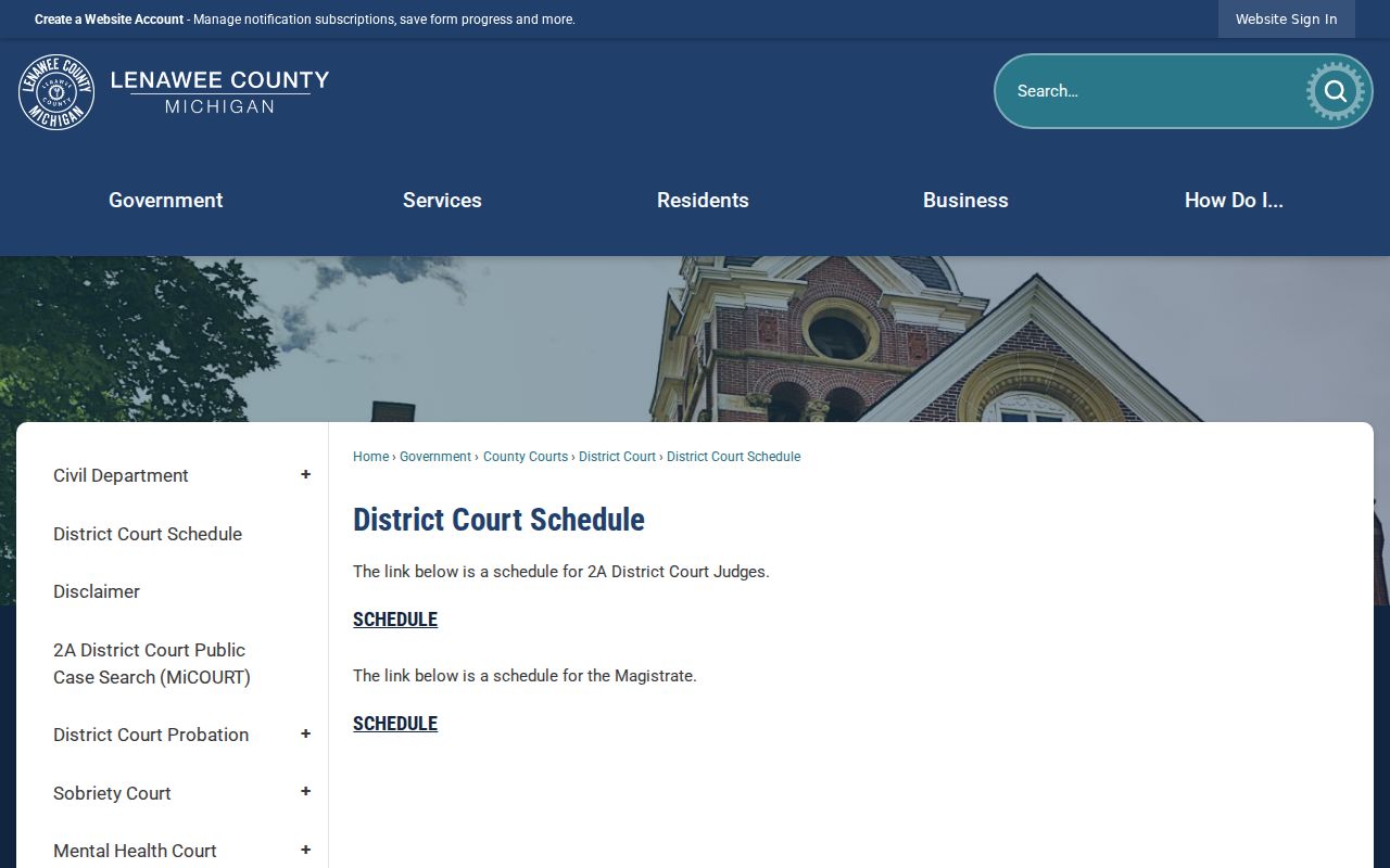 Lenawee County outstanding warrant checks against the district court schedule